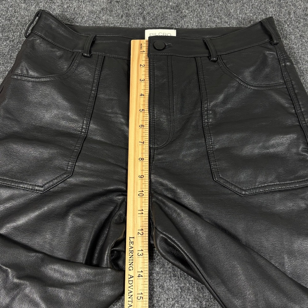Pilcro Anthropologie Wide Leg Faux Leather Pants Black Women's Size 30P (30x26) - Picture 10 of 13
